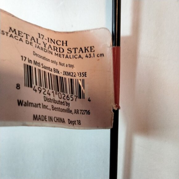 Black Santa Metal Yard Stake Holiday Time 17 inch - Picture 7 of 7